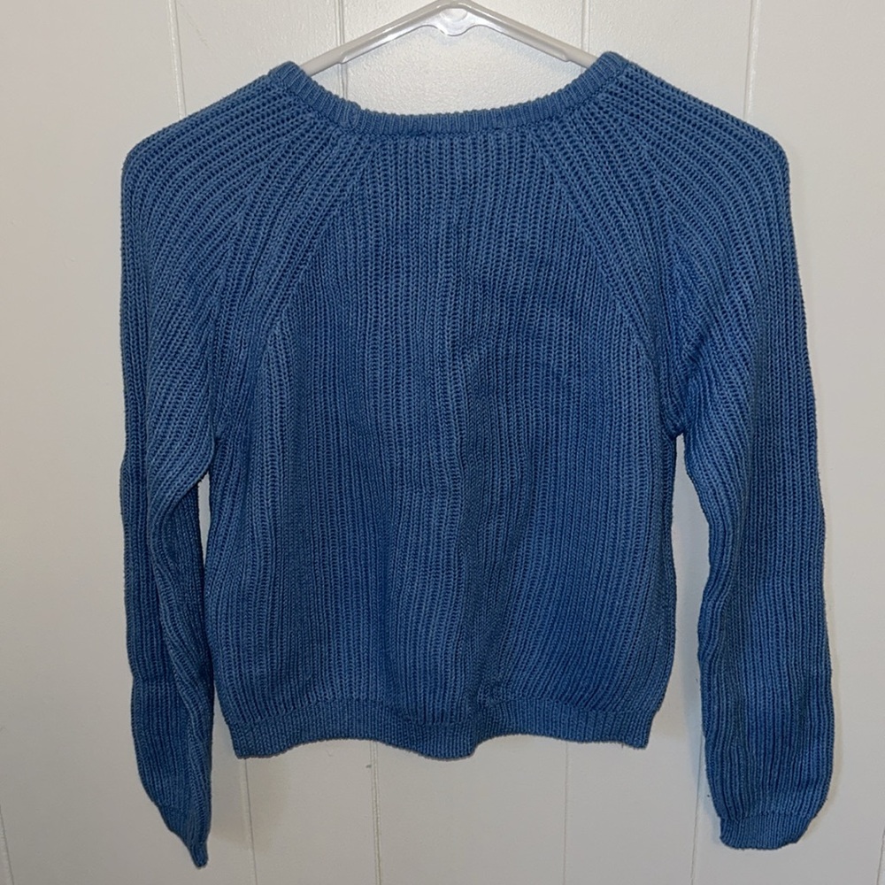 TALLY WEIJL made in Germany blue cropped cable knit sweater S - Picture 5 of 5